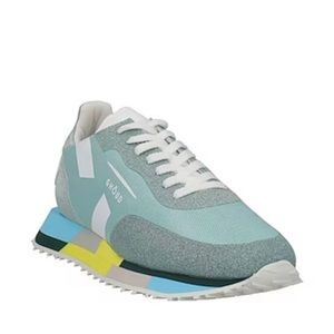 Ghoud woman’s a sneaker, blue glitter, size 40–10